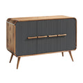 **Houten Dressoir met Ribbelstructuur en Driedelige Deuren**