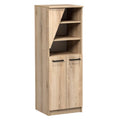 **Technische titel in het Nederlands:** Moderne opbergkast met open planken en twee deuren in houtlook