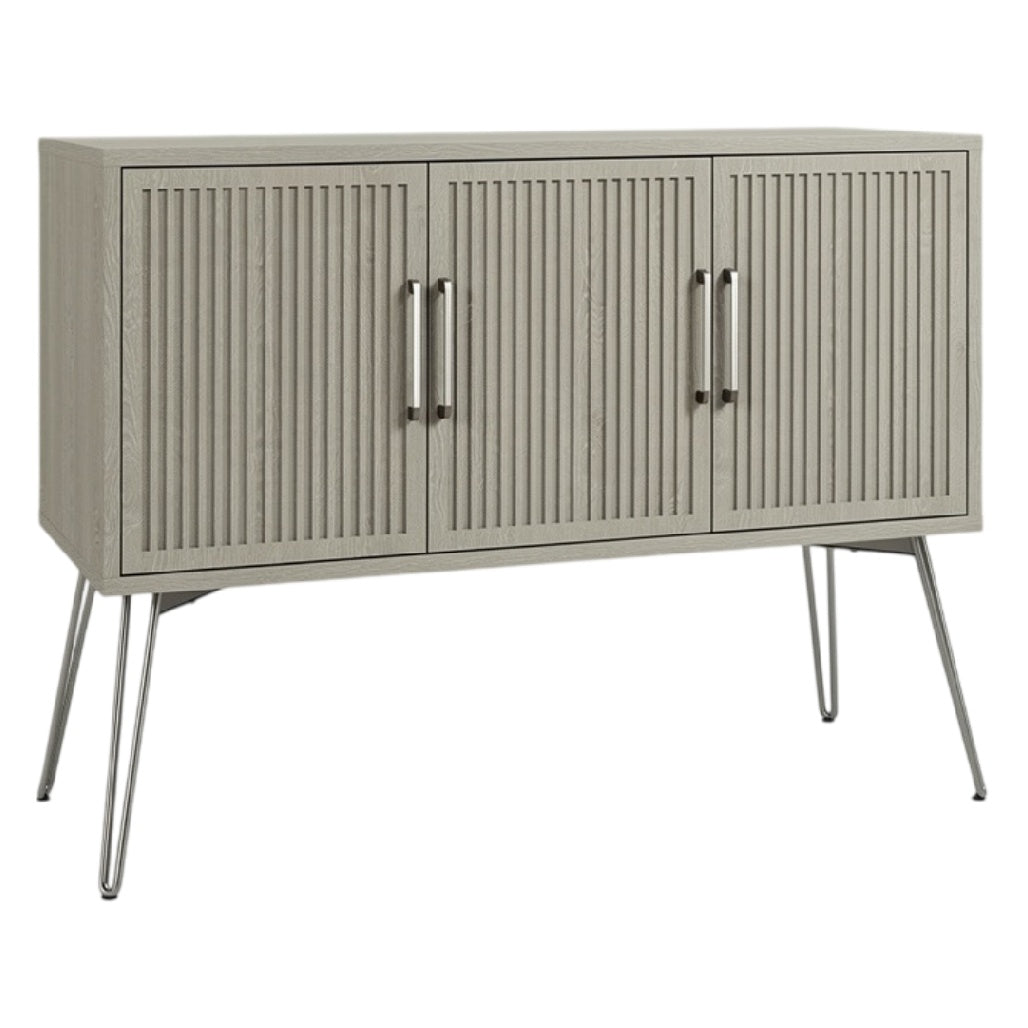 **Moderne dressoir met ribbelstructuur en metalen poten**