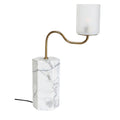 **Technische titel in het Nederlands: Stijlvolle marmeren tafel lamp met glazen lampenkap en gebogen arm**