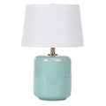 **Technische titel in het Nederlands: Elegante Blauwgroene Tafellamp met Wit Katoenen Kap**